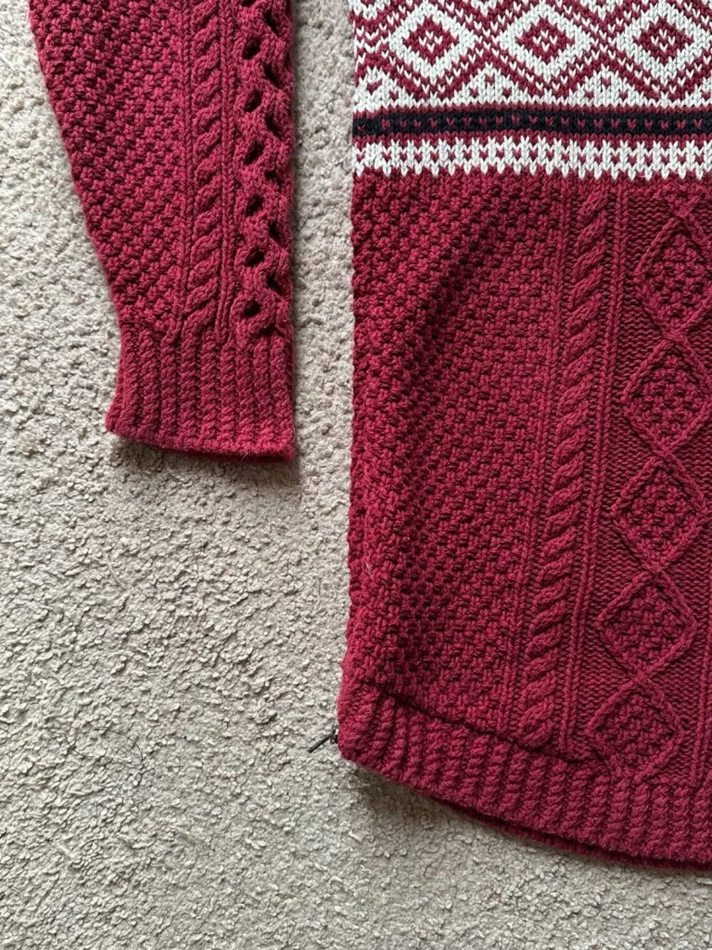 LL Bean Sweater Womens XL Signature Crewneck Chunky Cableknit Long Sleeve Red - Picture 5 of 12